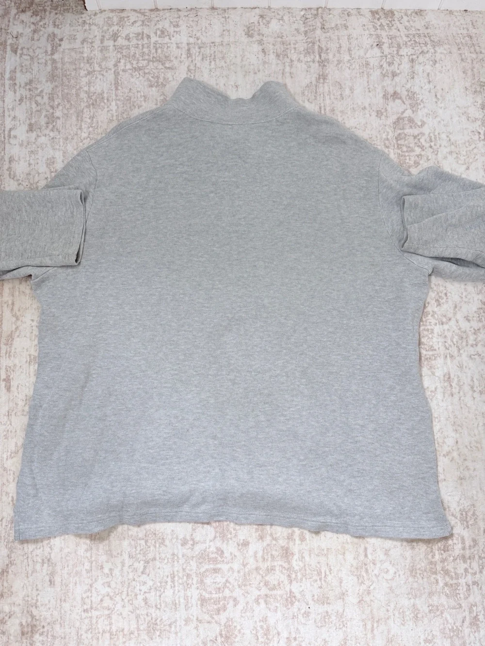Lands' End Men's Heather Light Gray Quarter-Zip Sweater